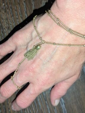 Vintage Gold Tassel Hand Chain Bracelet - Tiny Devotions Jewelry